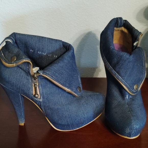 Andrea Denim Ankle Boots Zipper Size 7 - Picture 12 of 16